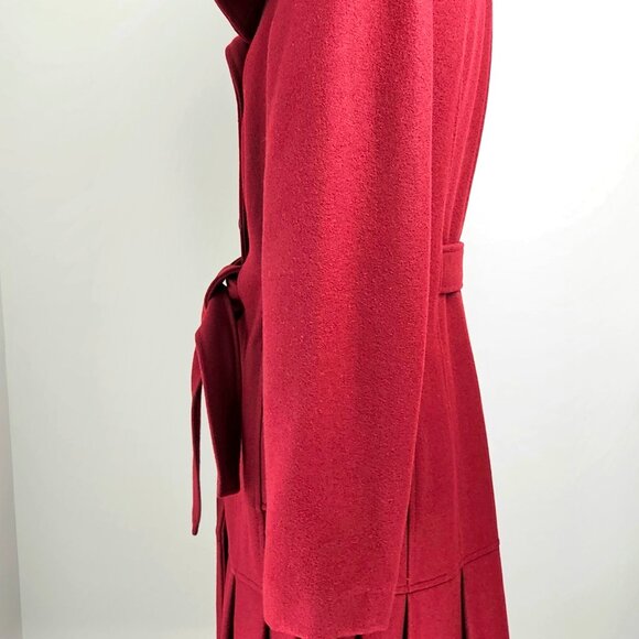 Listing Title: Calvin Klein Power Dressing Red Wool Pleated Coat 8 - Picture 5 of 16